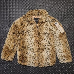 Sears Kids Nevada Faux Fur Leopard Print Jacket Size 7/8 NWT